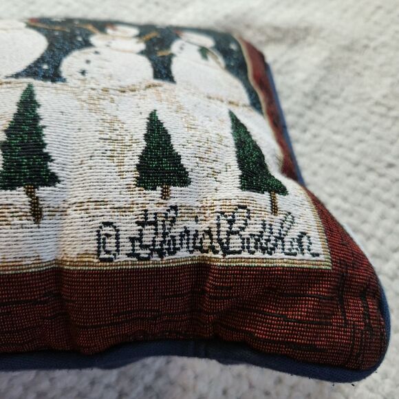 Vintage 90s Riverdale Christmas Holiday Snowman Throw Pillow - Picture 5 of 5